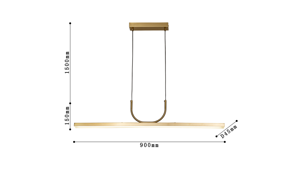 Люстры - изображение №3 "Подвесная люстра Raya (золото) L900*W45*H150/1650 LED*36W"  на www.Angstrem-mebel.ru