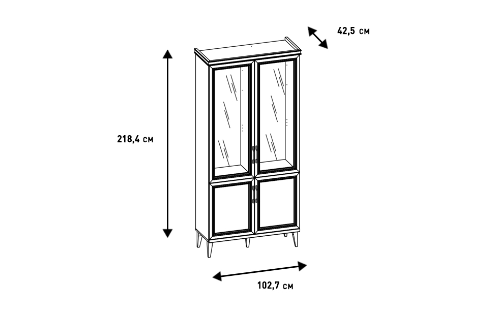 Шкафы-витрины - изображение №4 "Шкаф Орландо входят полки ОР-005.04 (2 комплекта) / стекло"  на www.Angstrem-mebel.ru
