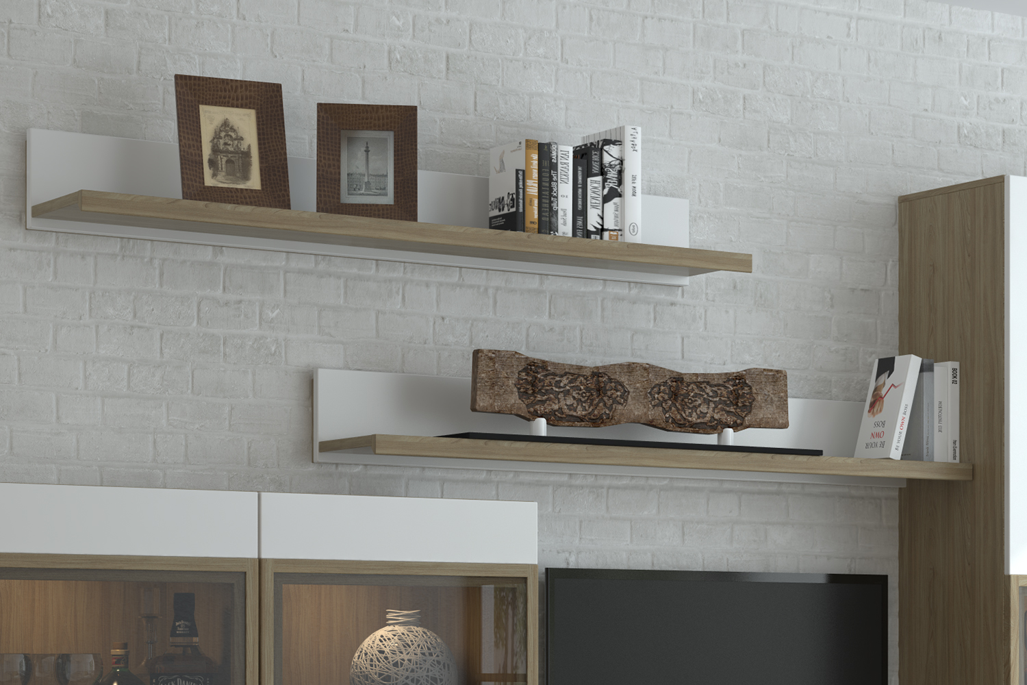 Полки - изображение №4 "Полка Анри АН-025.02 / Д1W, Швейцарский вяз"  на www.Angstrem-mebel.ru