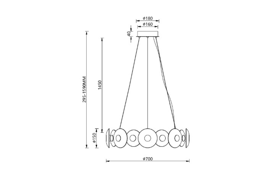 Люстры - изображение №6 "Подвесная люстра Claros (никель) D700*H295/1590 LED*72W"  на www.Angstrem-mebel.ru
