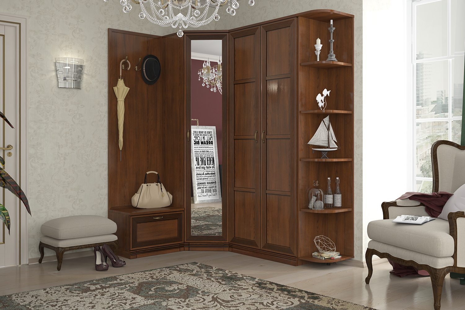 Стеллажи - изображение №4 "Стеллаж Адажио с полками"  на www.Angstrem-mebel.ru