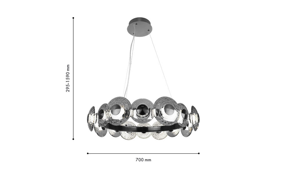 Люстры - изображение №4 "Подвесная люстра Claros (никель) D700*H295/1590 LED*72W"  на www.Angstrem-mebel.ru