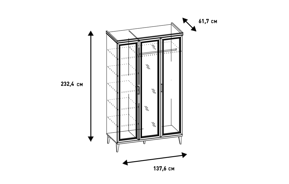 Шкафы платяные - изображение №4 "Шкаф Орландо для одежды с полками ОР-011.07 (1 комплект)"  на www.Angstrem-mebel.ru