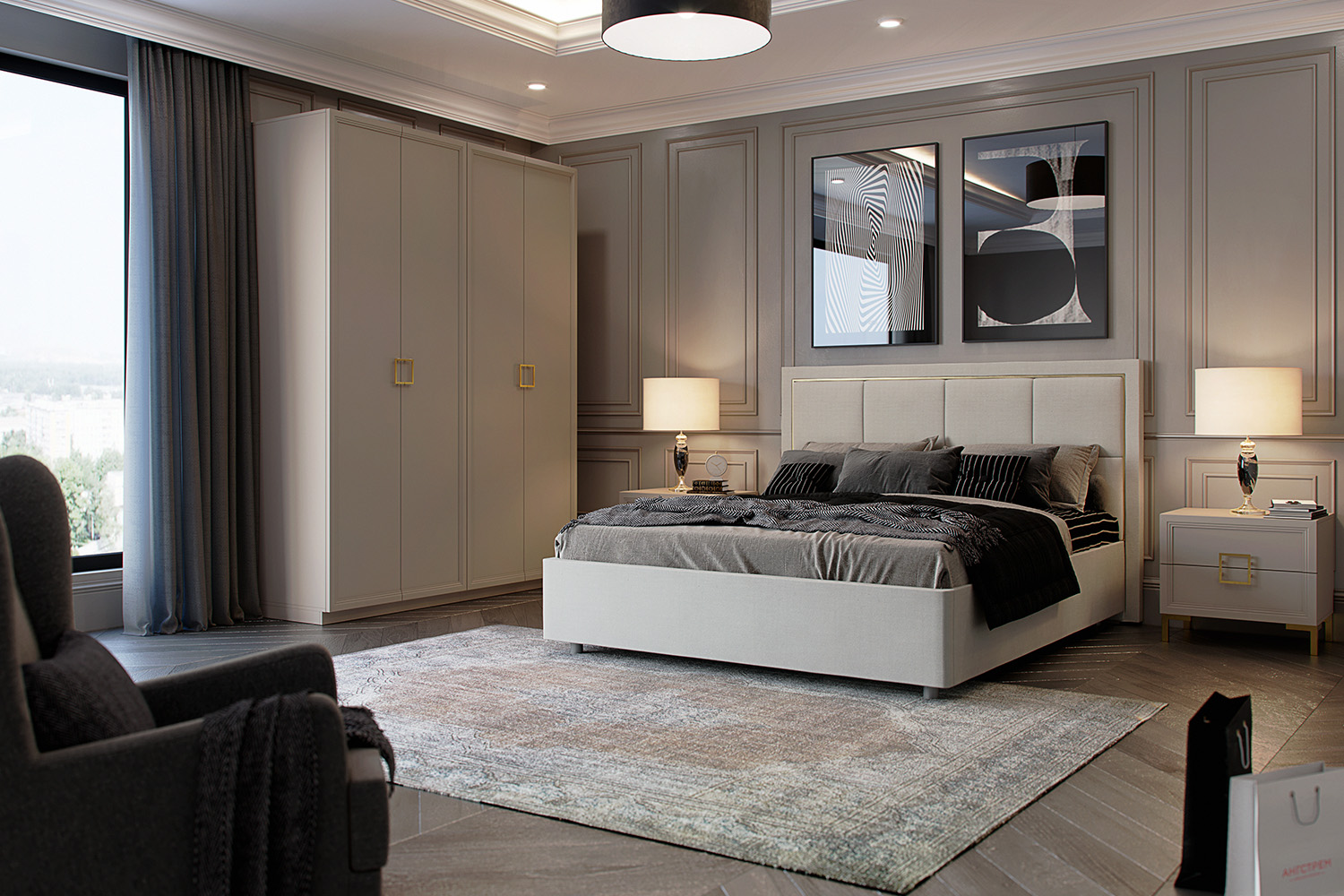 Шкафы платяные - изображение №5 "Шкаф Дольче со штангой и полкой"  на www.Angstrem-mebel.ru