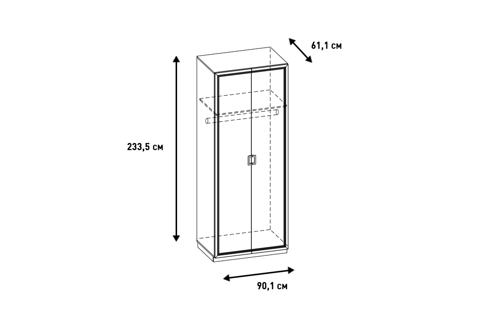 Шкафы платяные - изображение №11 "Шкаф Дольче со штангой и полкой"  на www.Angstrem-mebel.ru