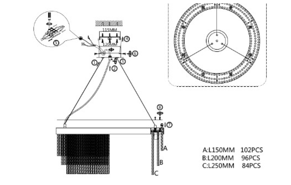 Люстры - изображение №12 "Подвесная люстра Bellinda D600*H350/1300 8*G9*40W"  на www.Angstrem-mebel.ru