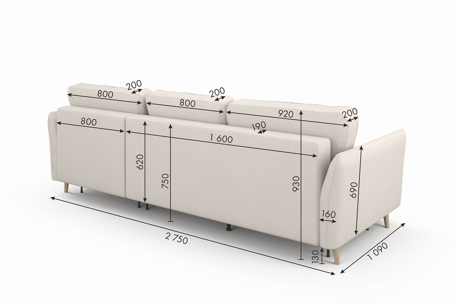 Угловые диваны - изображение №9 "Диван АННИКА NEW 3-х местный с оттоманкой"  на www.Angstrem-mebel.ru
